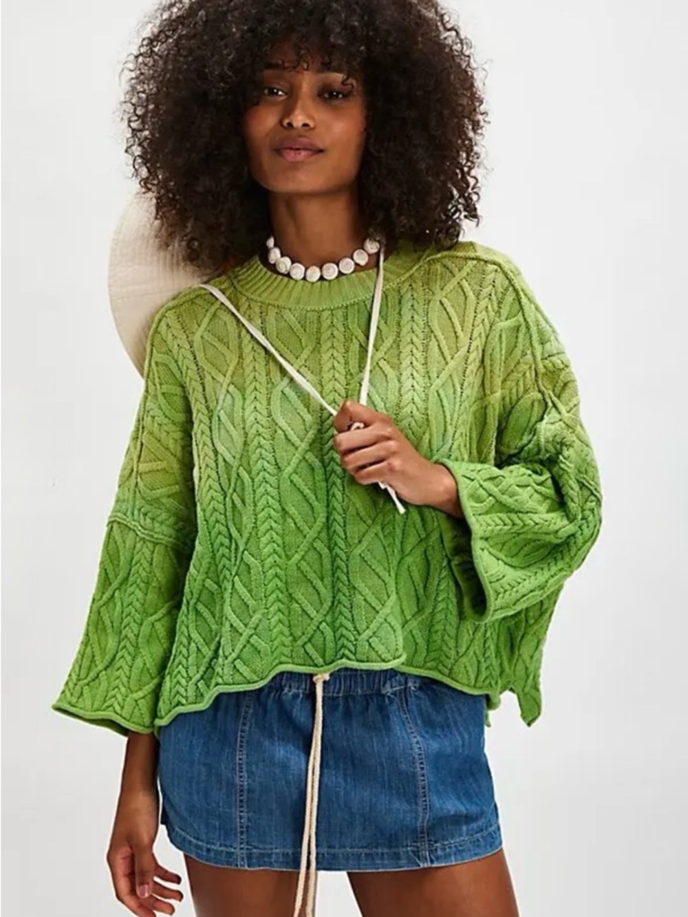 NWOT Free People Washed Ashore Cable Knit Sweater